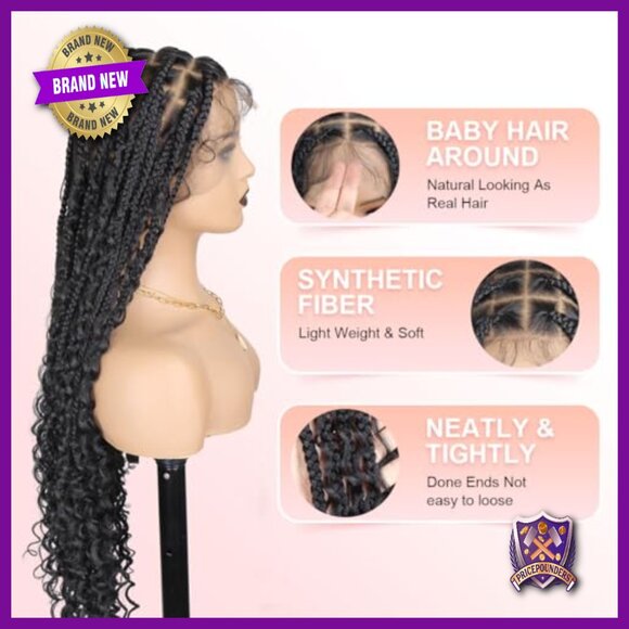 36 Inch Full Lace Synthetic Braided Wig, 360 Lace Front, Knotless Box Braids main image 4